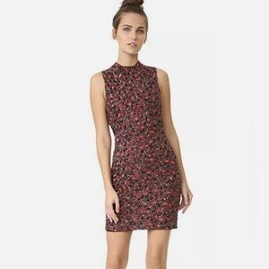 Alice + Olivia Rosalee Red Embellished Sheath Dress size 4 Sleeveless Cocktail